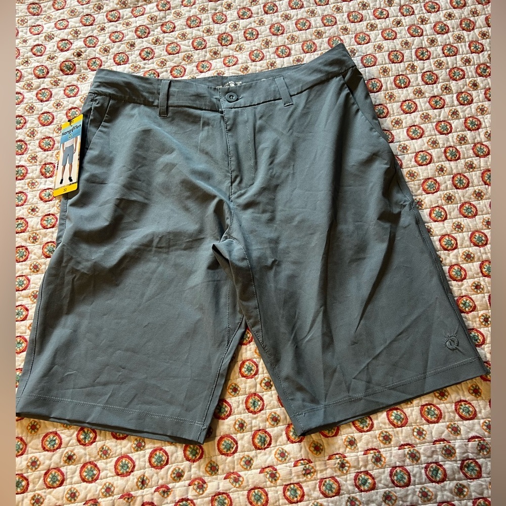 NWT Hang Ten Men’s lightweight Golf Shorts Dusty Blue Plaid Size 32